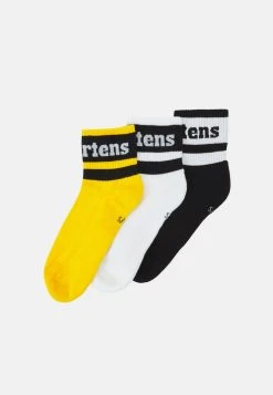 Dr. Martens SHORT ATHLETIC LOGO 3 PACK UNISEX - Socken - Black/white/yellow